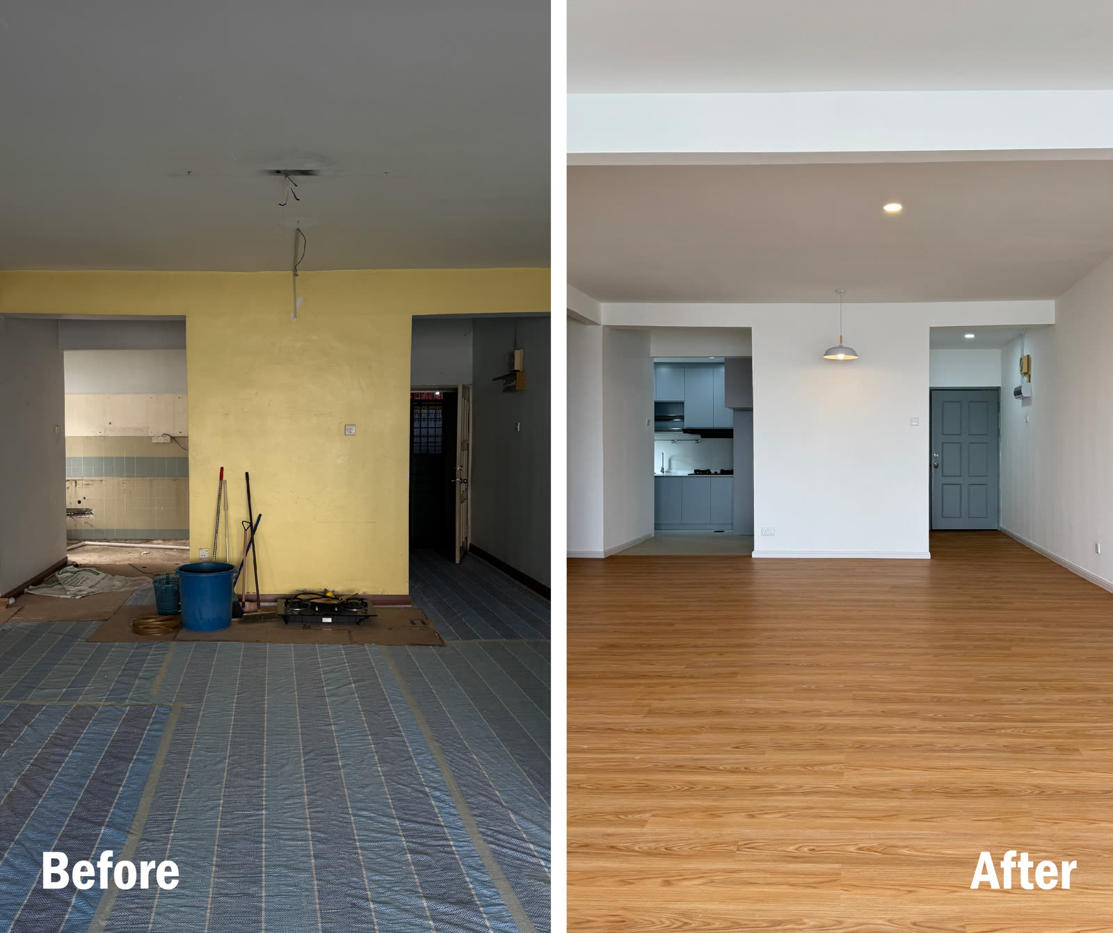 Brickswell 工程 Before / After：客厅地板
